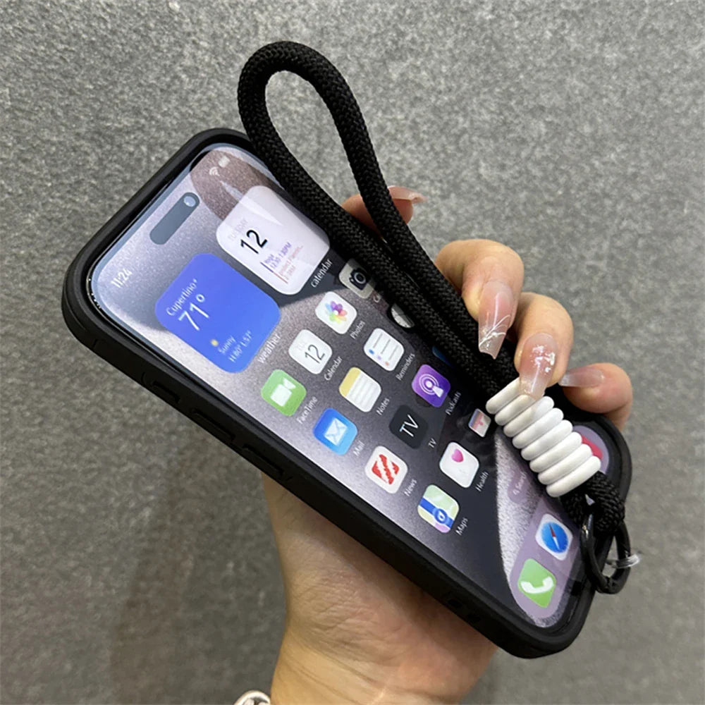 Capa Armor Ring Slide Window Strap para iPhone 