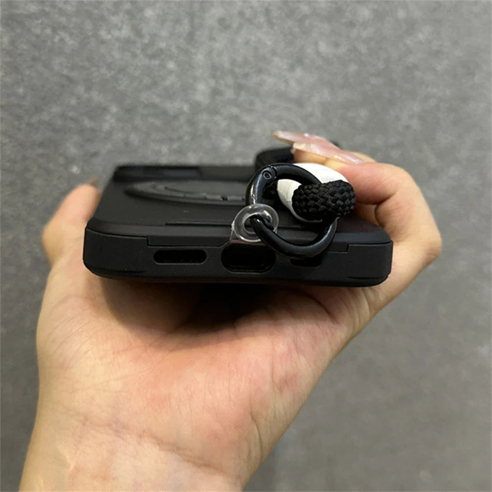 Capa Armor Ring Slide Window Strap para iPhone 