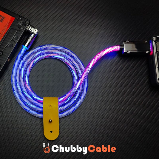 Kabel Pengisian Cepat Berputar 180° "Chubby Gamer" dengan Aliran Neon