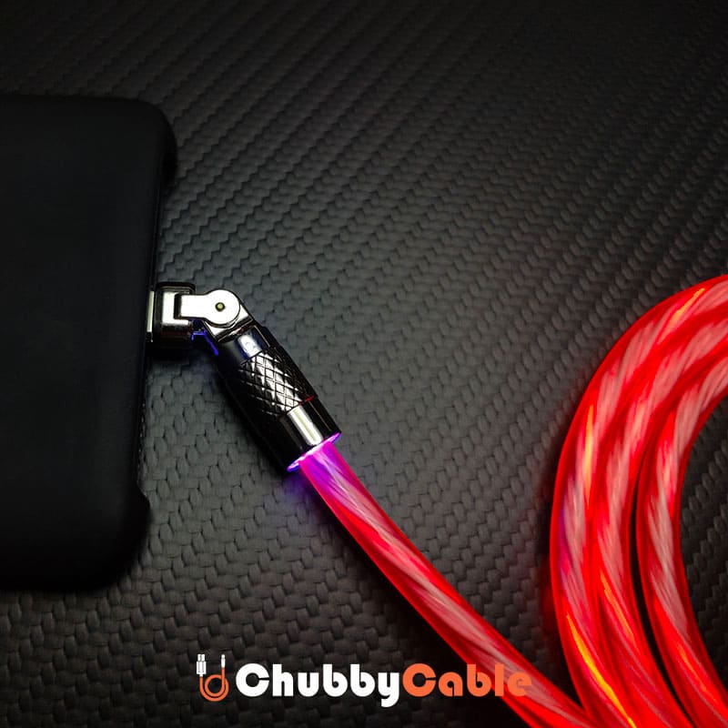 Kabel Pengisian Cepat Berputar 180° "Chubby Gamer" dengan Aliran Neon