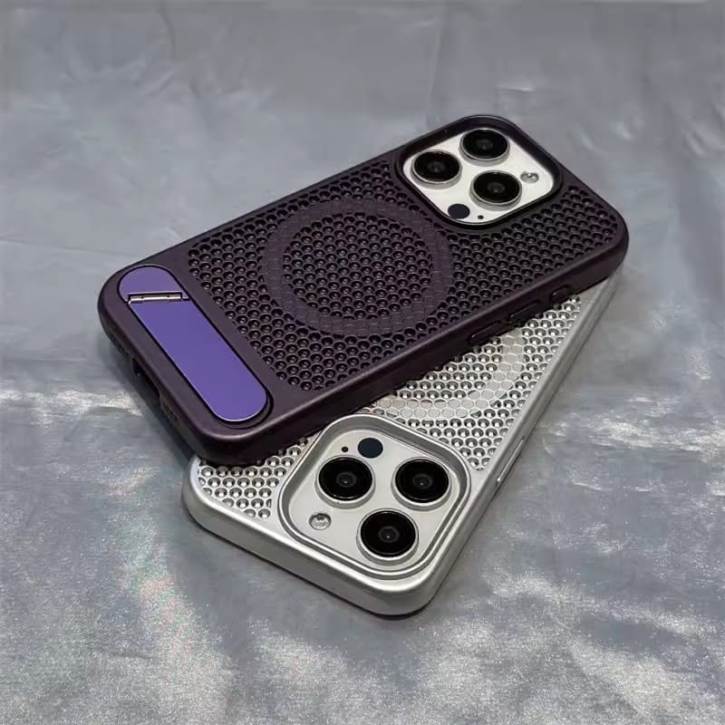 Casing iPhone Magnetik Magsafe Pembuangan Panas Honeycomb Dengan Dudukan