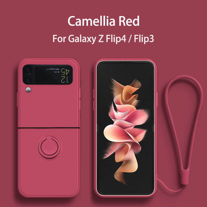 Untuk Galaxy Z Flip5-Flip4-Flip3 |. Casing Ponsel Penyangga Magnetik Silikon Cair