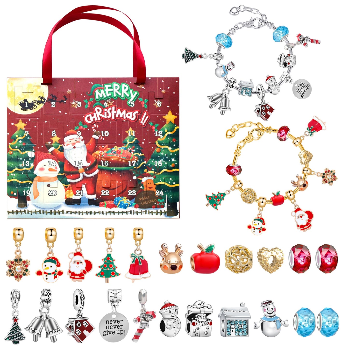 Conjunto de 24 peças Gelang Kalender Advent Natal DIY 