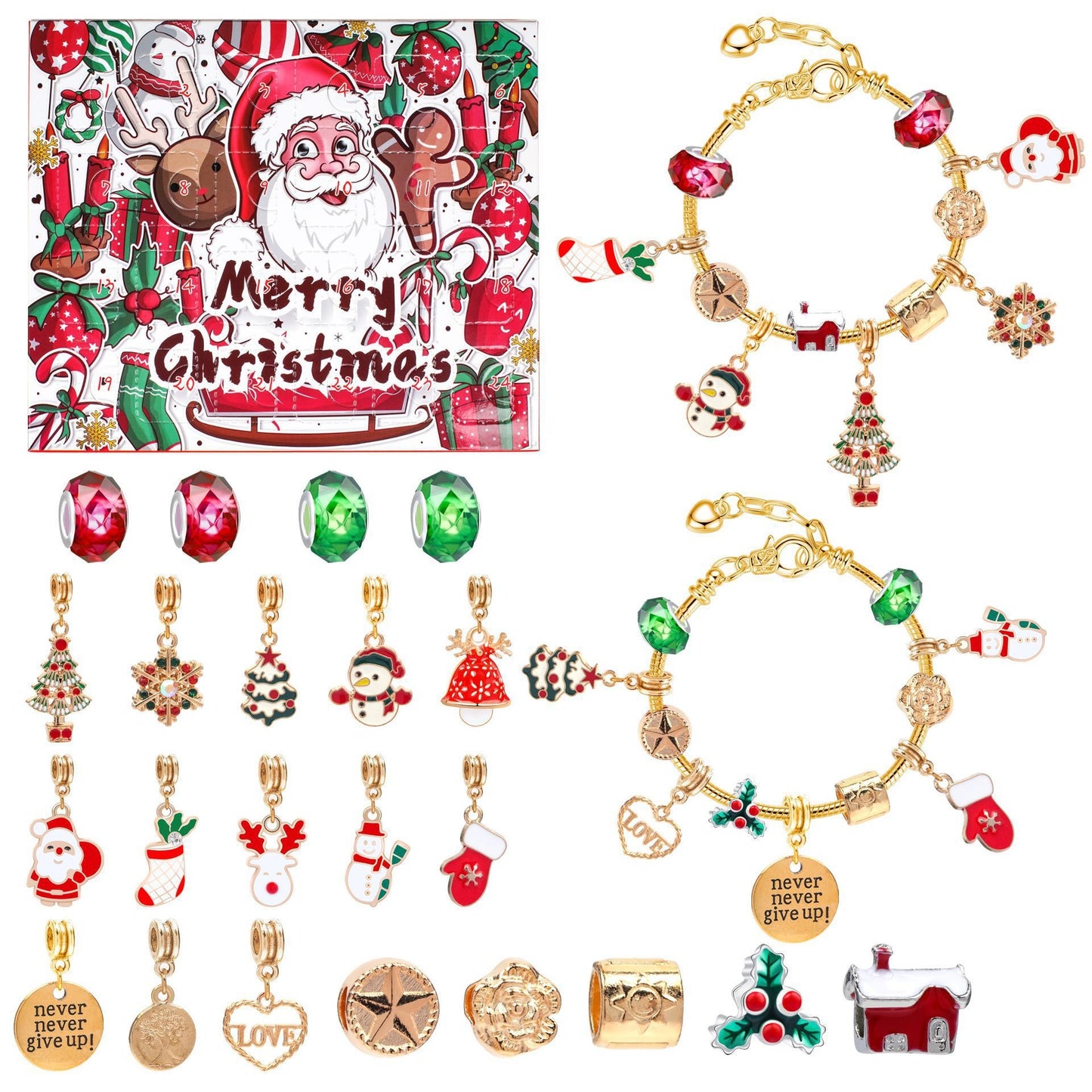 Conjunto de 24 peças Gelang Kalender Advent Natal DIY 