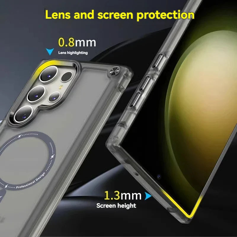 Caixa Matte Transparente Magnetik Mewah Para Samsung 