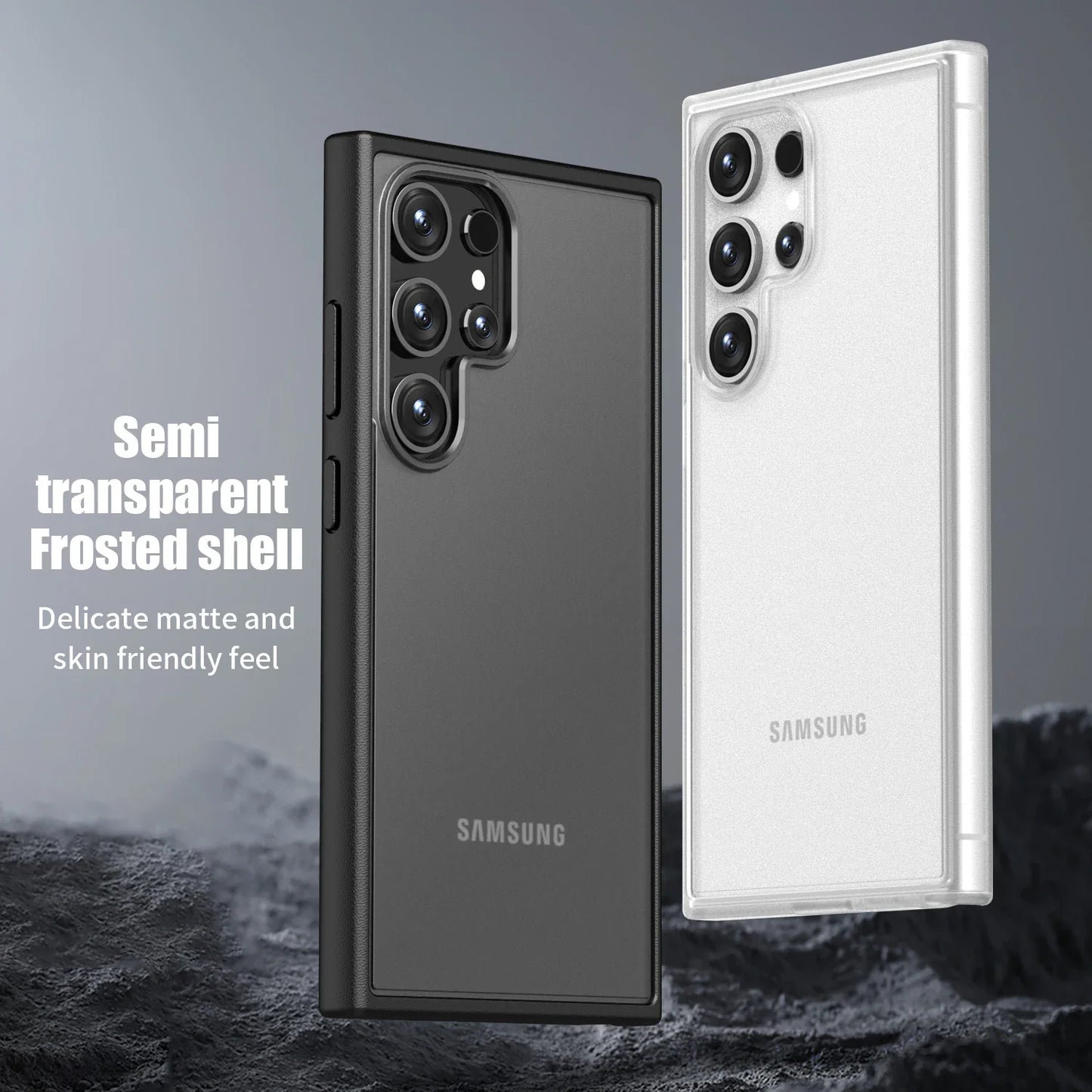 Casing Tahan Guncangan Bening Matte Untuk Samsung