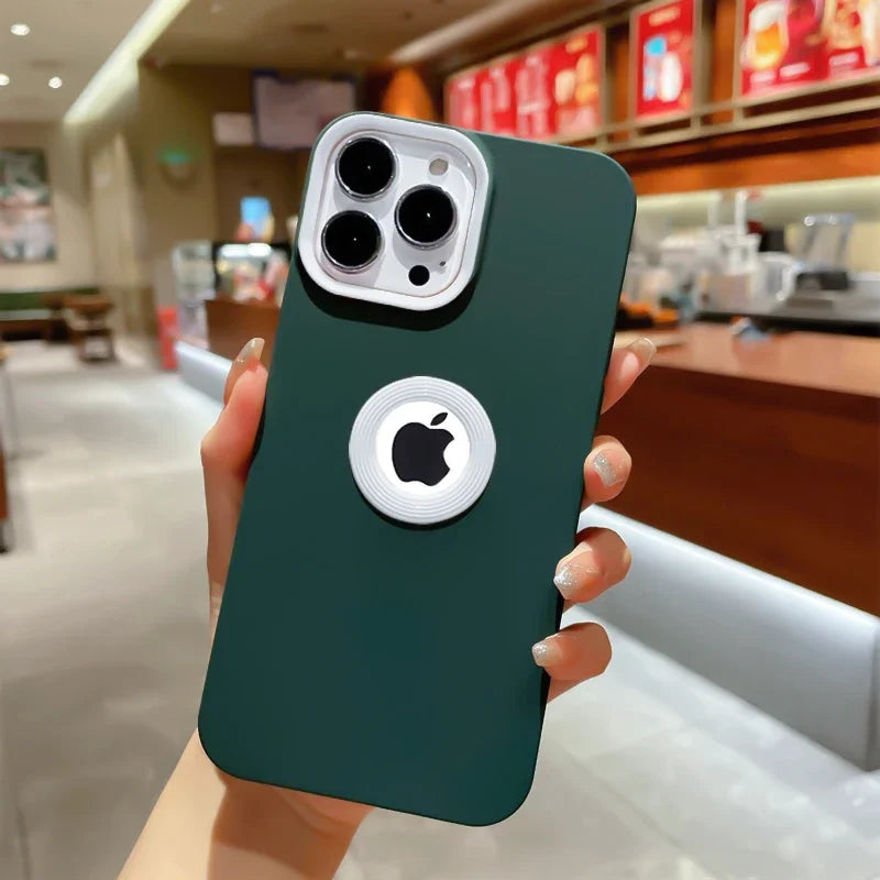 Casing Tahan Guncangan Silikon Cair Matte Lubang LOGO CD untuk iPhone