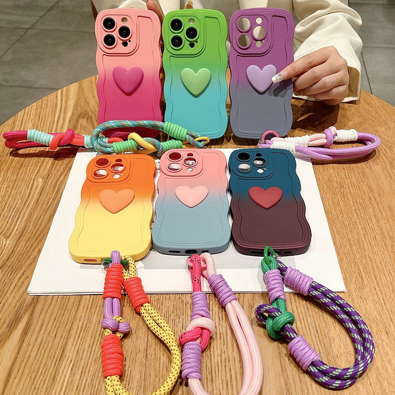 Casing Silikon Lanyard Cinta untuk iPhone