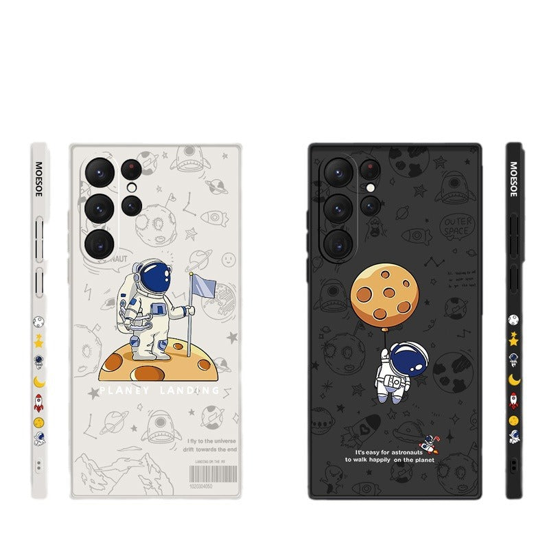 Capa de celular com grafite de desenho animado de astronauta lunar para Samsung