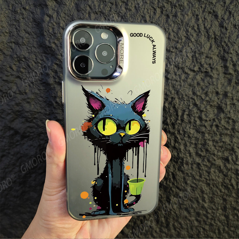 Casing ponsel berlubang besar dengan motif grafiti kartun baru