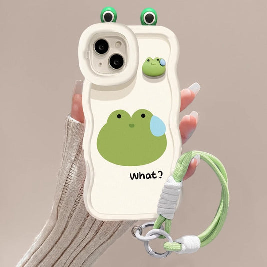 Cute sweaty frog figure lanyard silicone anti-fall mobile phone case