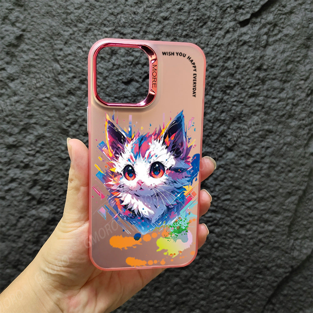 Casing ponsel berlubang besar dengan motif grafiti kartun baru