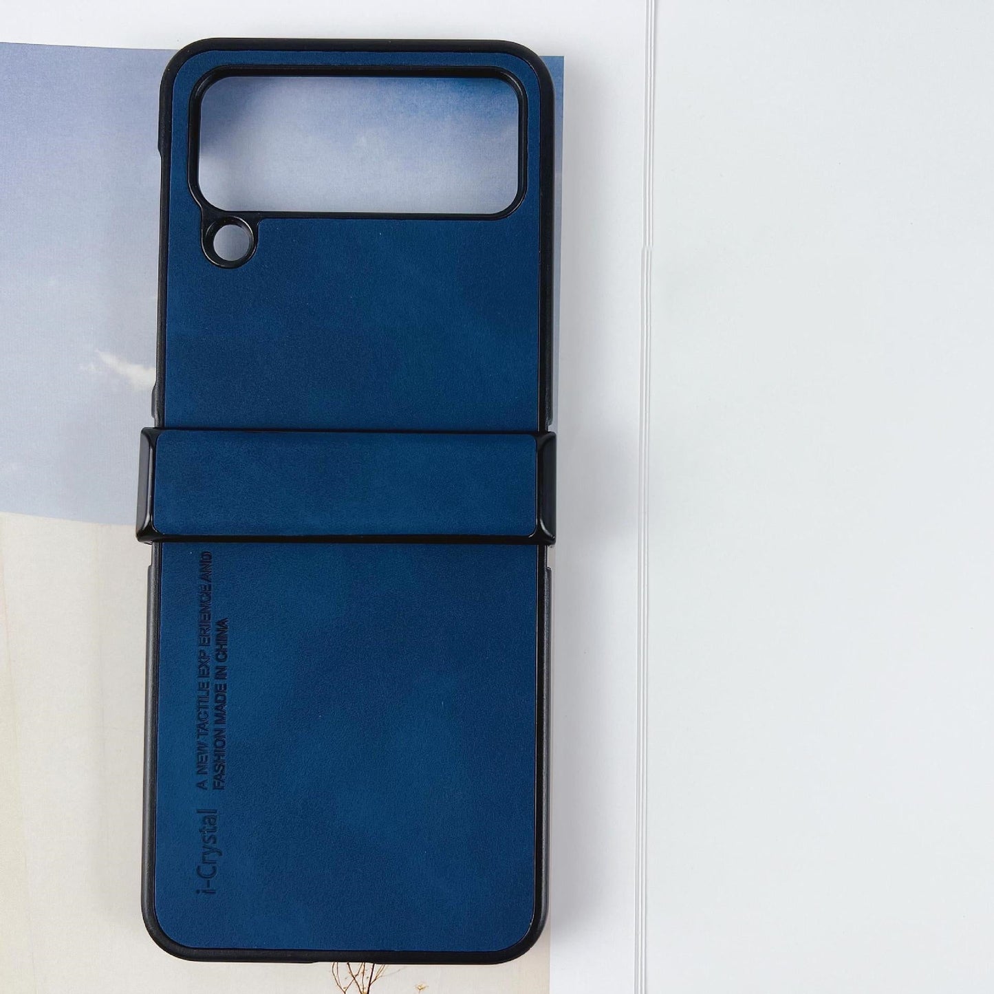 Funda para teléfono móvil plegable anticaídas con tacto de piel de oveja auténtica 