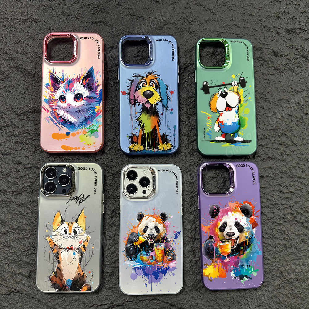 Casing ponsel berlubang besar dengan motif grafiti kartun baru