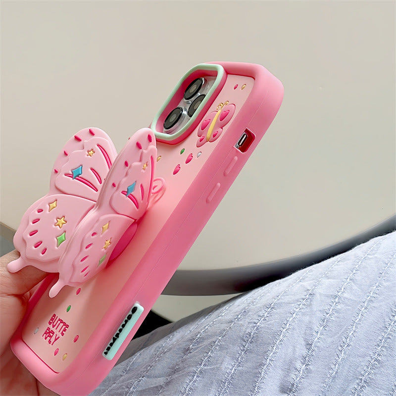 3D Love Heart Butterfly Bracket Case For iPhone