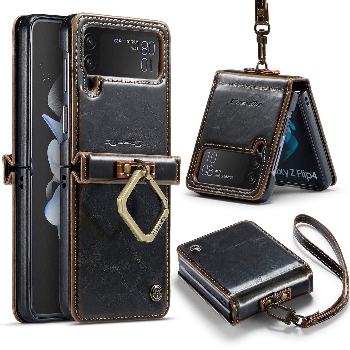 New anti-fall leather case ring lanyard mobile phone case