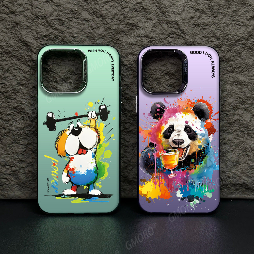 Casing ponsel berlubang besar dengan motif grafiti kartun baru