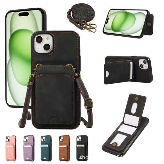 New buckle plaid card holder protective phone case