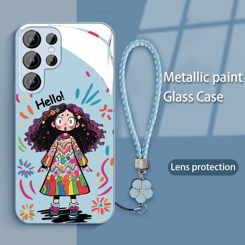 Casing Ponsel Kaca Samsung Graffiti Girl