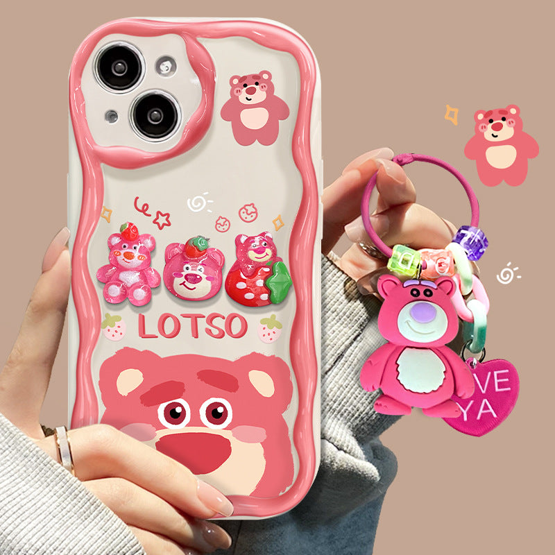 ins three-dimensional strawberry bear soft shell mobile phone case