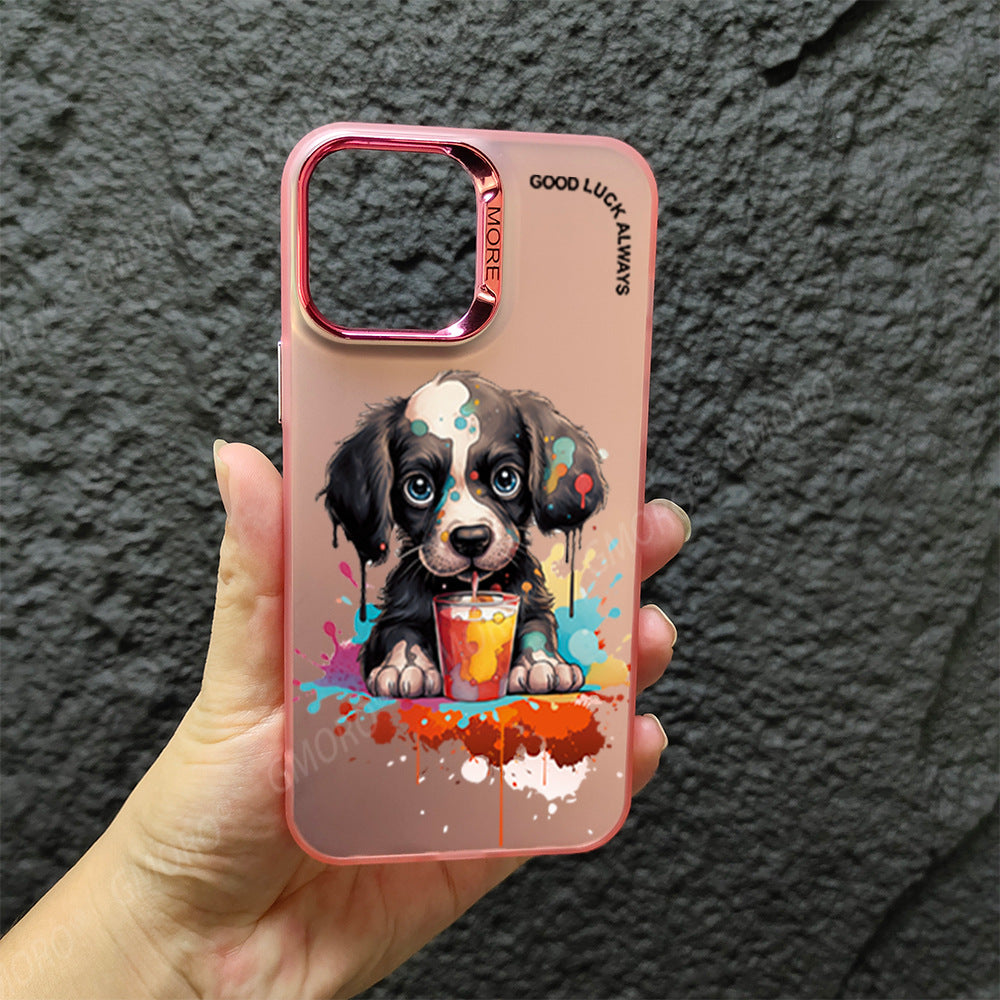 Casing ponsel berlubang besar dengan motif grafiti kartun baru