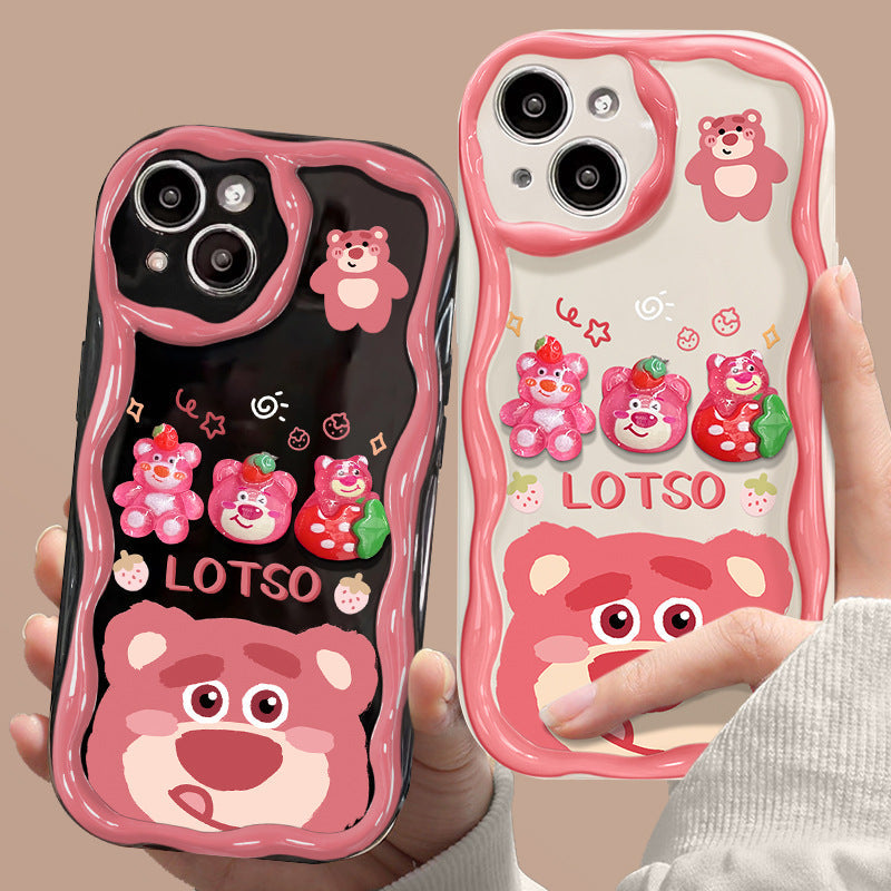 ins three-dimensional strawberry bear soft shell mobile phone case