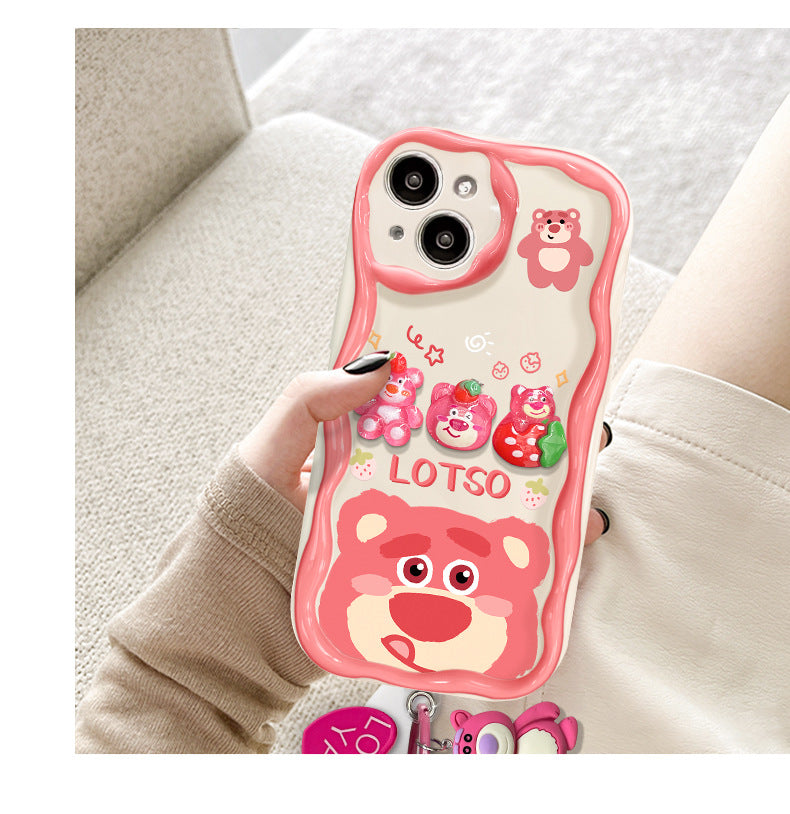 ins three-dimensional strawberry bear soft shell mobile phone case