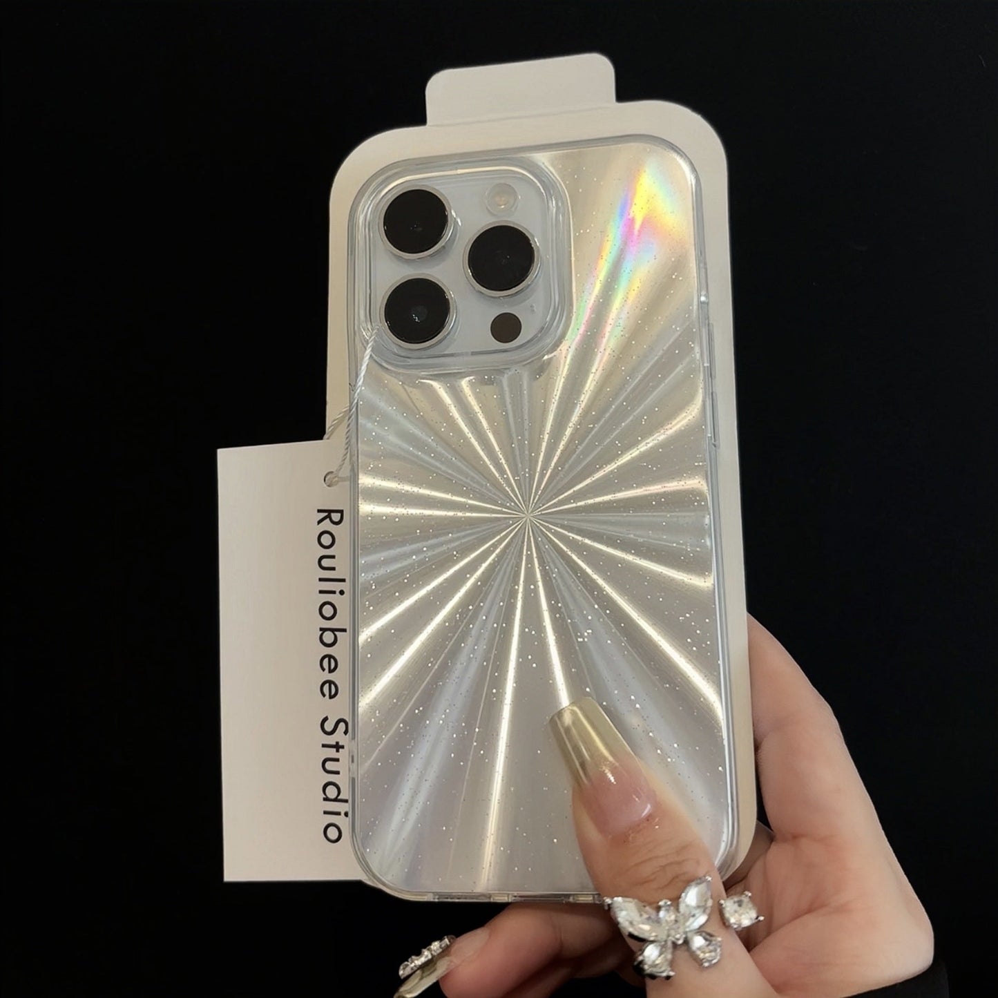 Dalam casing ponsel aurora glitter kelas atas apple