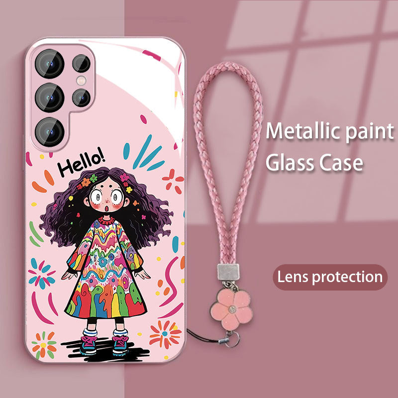 Casing Ponsel Kaca Samsung Graffiti Girl