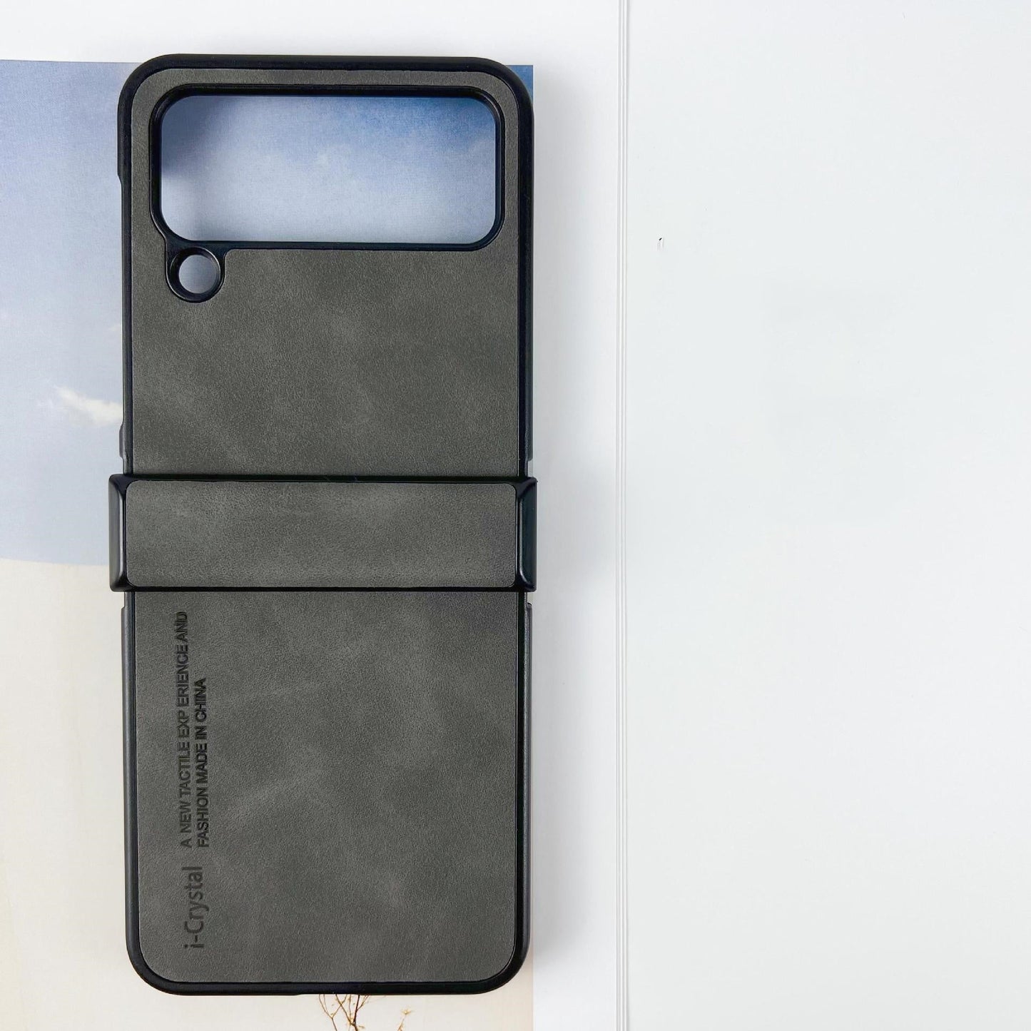 Funda para teléfono móvil plegable anticaídas con tacto de piel de oveja auténtica 