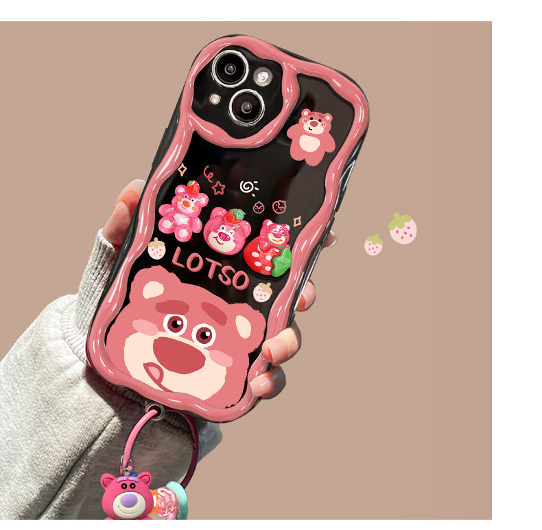 ins three-dimensional strawberry bear soft shell mobile phone case