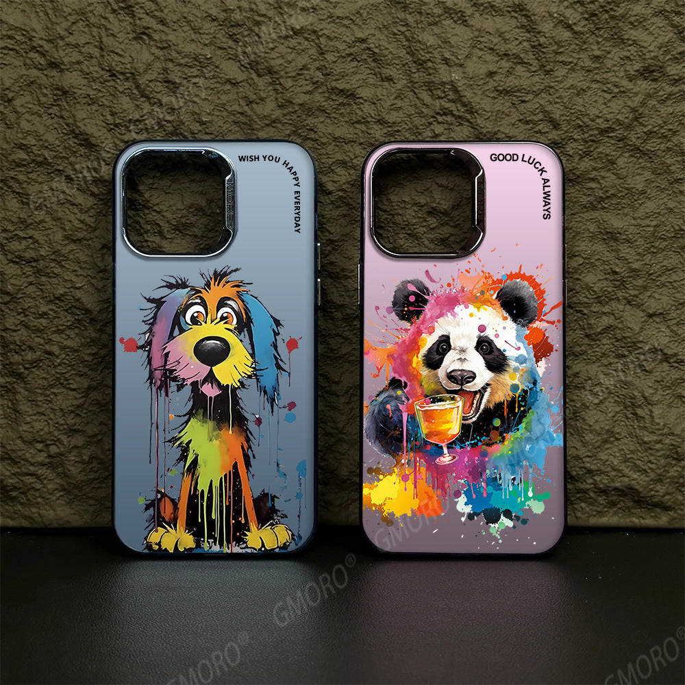 Casing ponsel berlubang besar dengan motif grafiti kartun baru