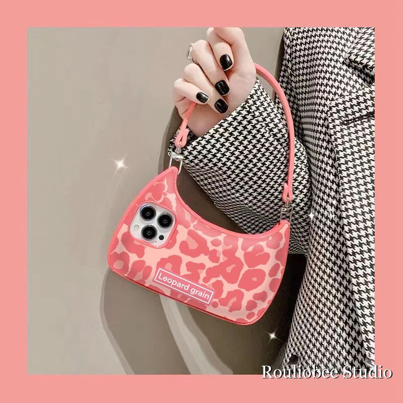 Tas tangan motif macan tutul wanita musim gugur dan dingin baru, casing ponsel