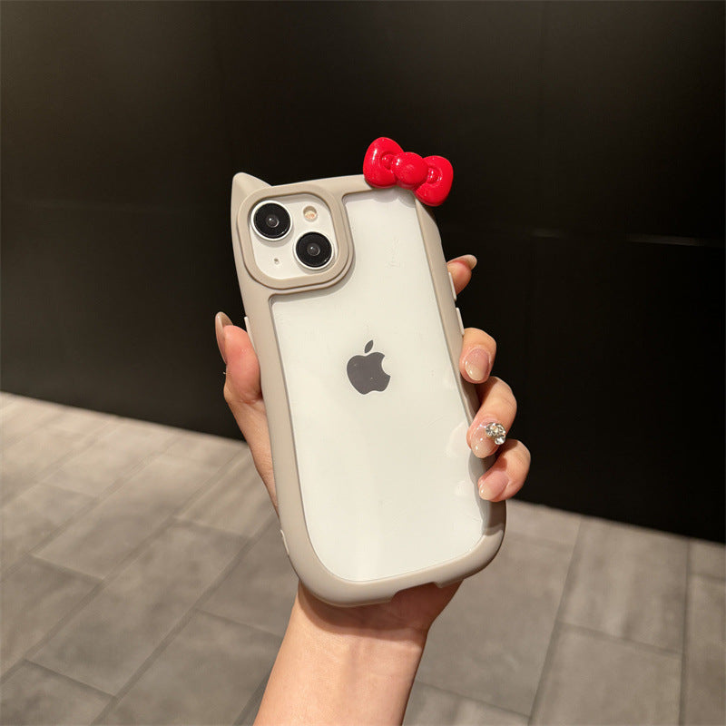 Casing Ponsel Ikatan Simpul Apel Telinga Kucing 3D Lucu