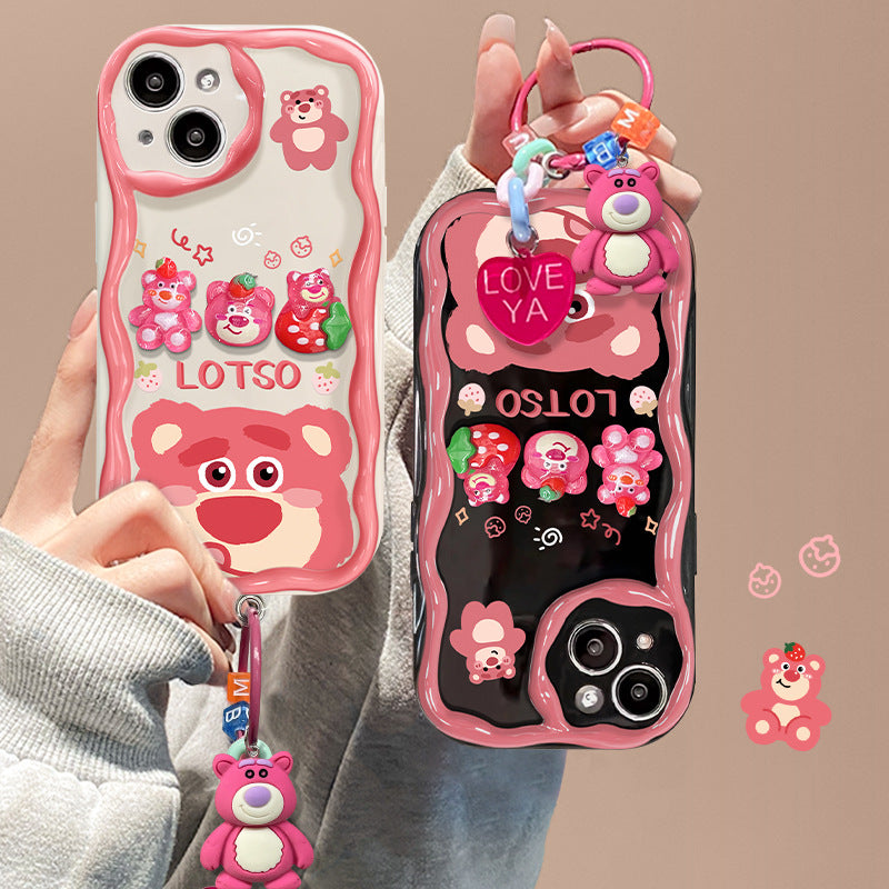 ins three-dimensional strawberry bear soft shell mobile phone case