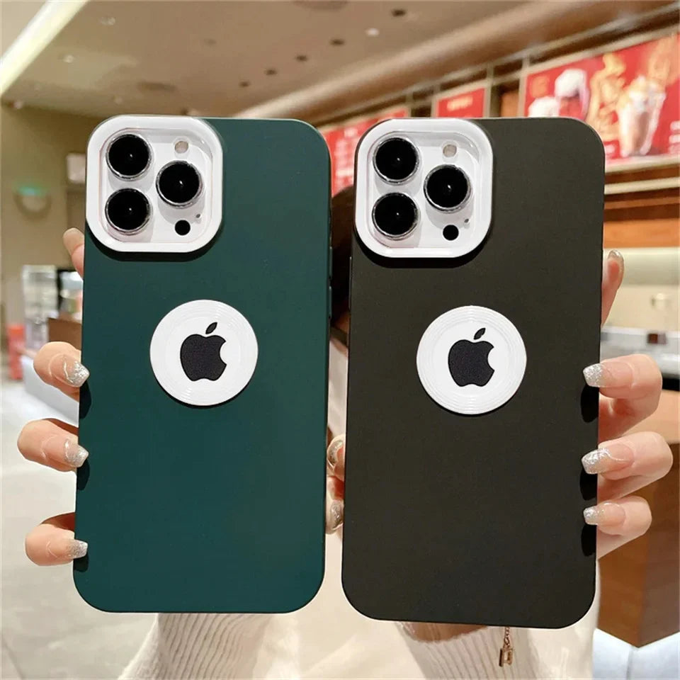 Casing Tahan Guncangan Silikon Cair Matte Lubang LOGO CD untuk iPhone