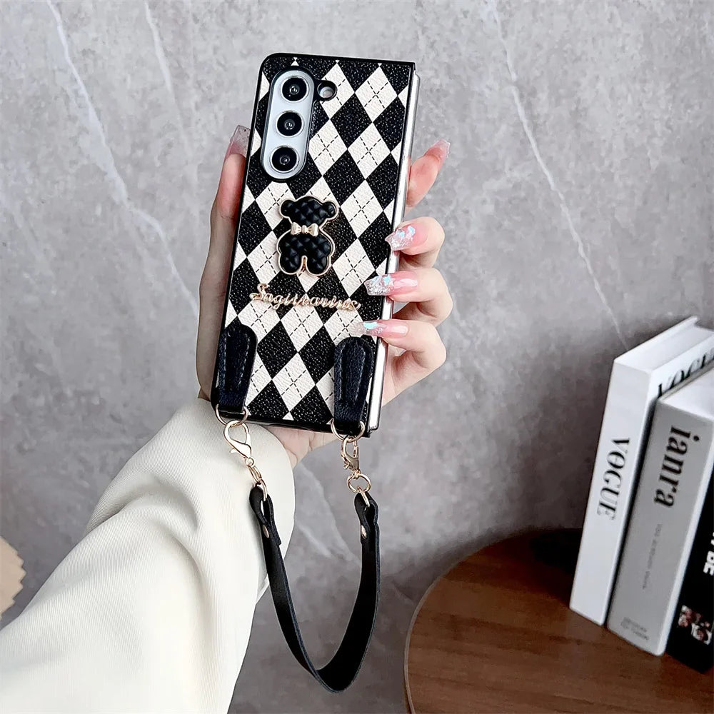 Casing Berlian Beruang Fashion dengan Tali Lucu