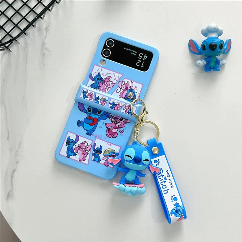 Capa de desenho animado Angel Stitch para Galaxy Z Flip Series 