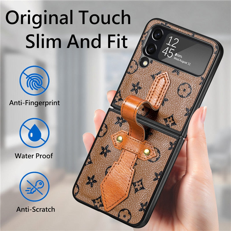 Obudowa Tahan Benturan dla Samsung Z Flip4 5G 2022 Penutup Panel Belakang Dudukan Cincin Gelang Mewah dla Samsung Galaxy Z Flip 4 Etui 