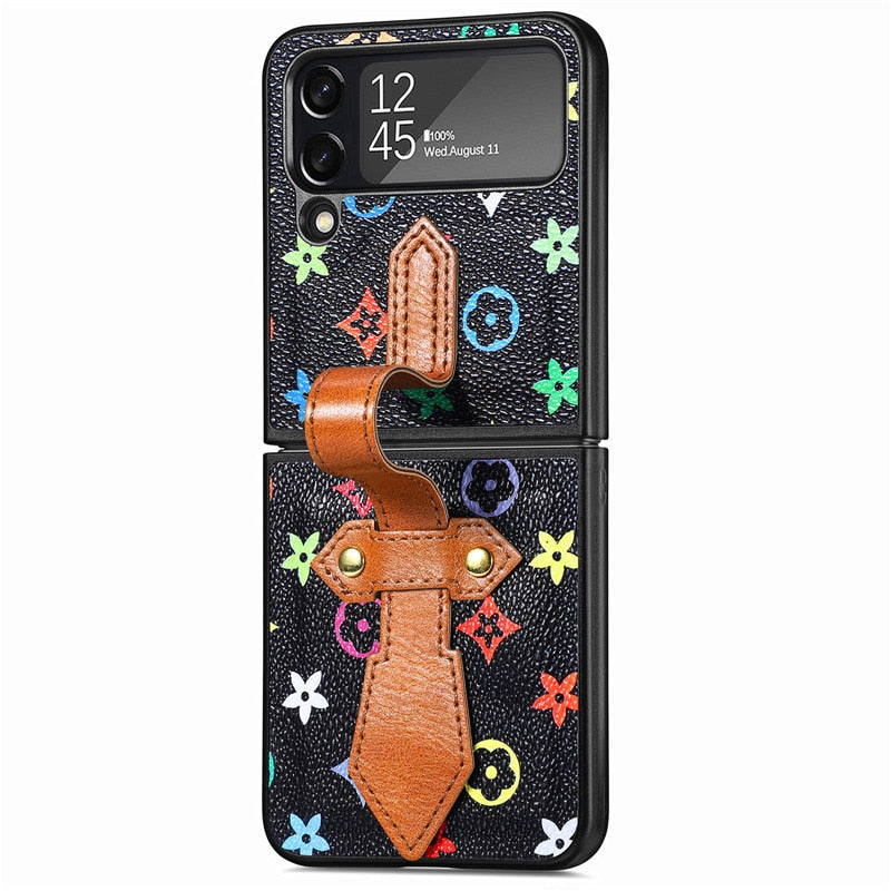 Casing Tahan Benturan untuk Samsung Z Flip4 5G 2022 Penutup Panel Belakang Dudukan Cincin Gelang Mewah untuk Samsung Galaxy Z Flip 4 Etui