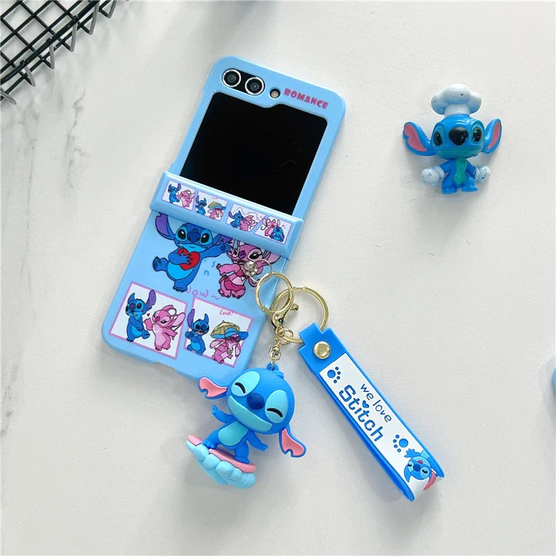 Capa de desenho animado Angel Stitch para Galaxy Z Flip Series 