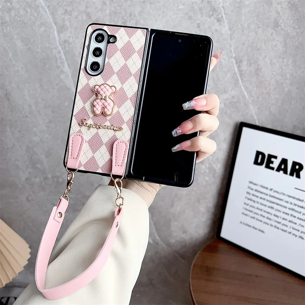 Casing Berlian Beruang Fashion dengan Tali Lucu