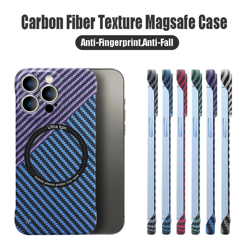 Casing Magnetik Serat Karbon Ultra Tipis Untuk iPhone