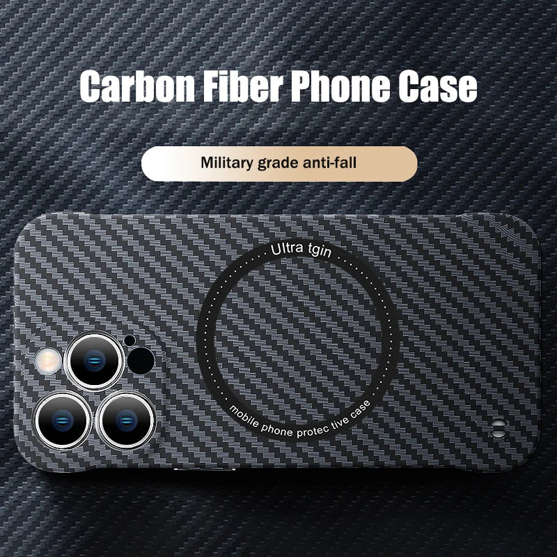 Casing Magnetik Serat Karbon Ultra Tipis Untuk iPhone