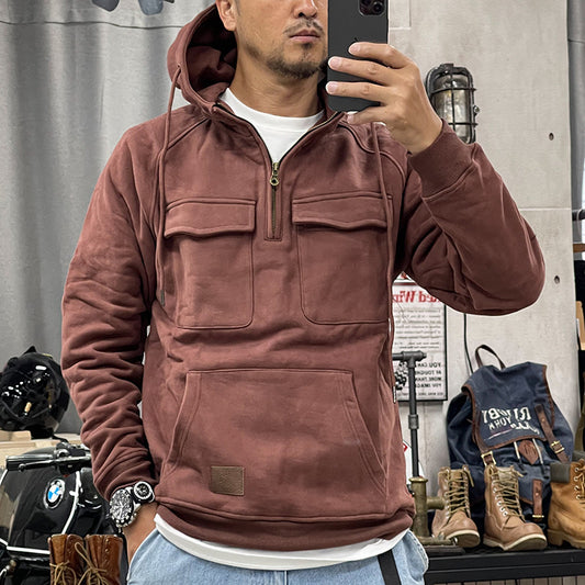 Sudadera informal de manga larga con cuello alto para exteriores para hombre 