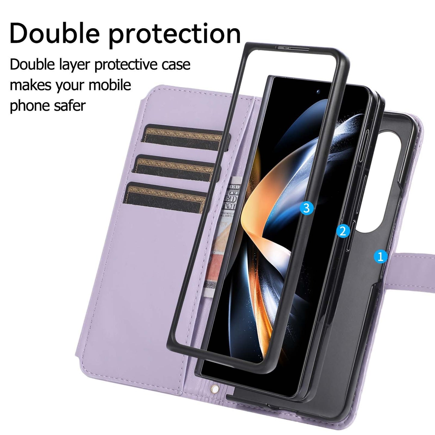 Capa tipo carteira com tiracolo e alça transversal Rhombic para Samsung Galaxy Z Fold4 Fold3 5G