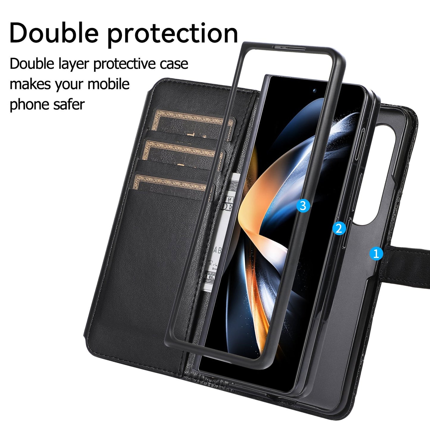 Capa tipo carteira com tiracolo e alça transversal Rhombic para Samsung Galaxy Z Fold4 Fold3 5G