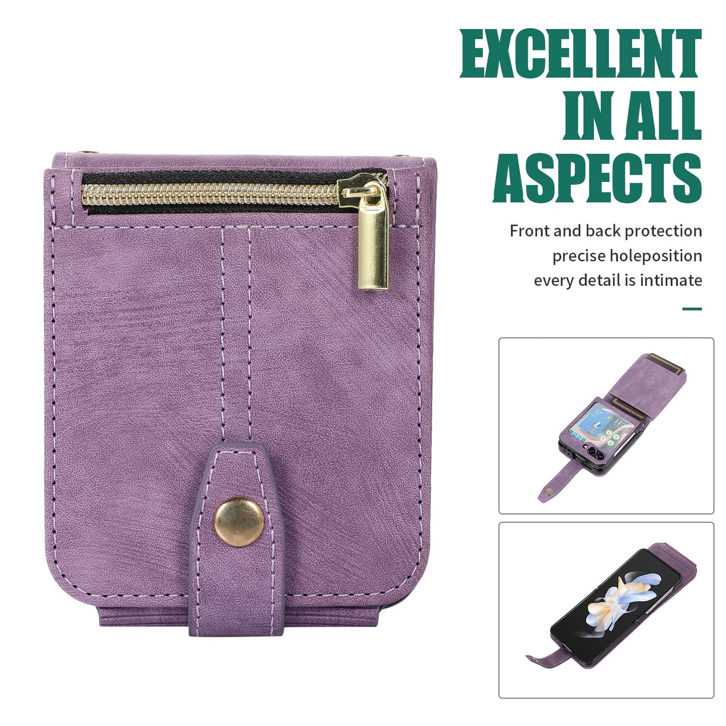 Suitable For Samsung Z FLIP3 Zipper Card Holder Phone Leather Case