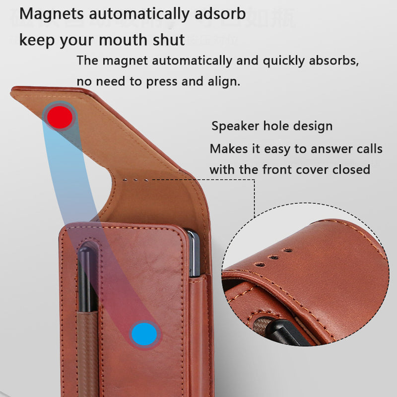 Adequado para Samsung Fold3/4/5 Business Folding Screen Universal Mobile Phone Bag com slot para caneta S-Pen 