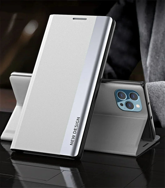 Casing Ponsel Kulit Sampul Flip Magnetik Untuk iPhone